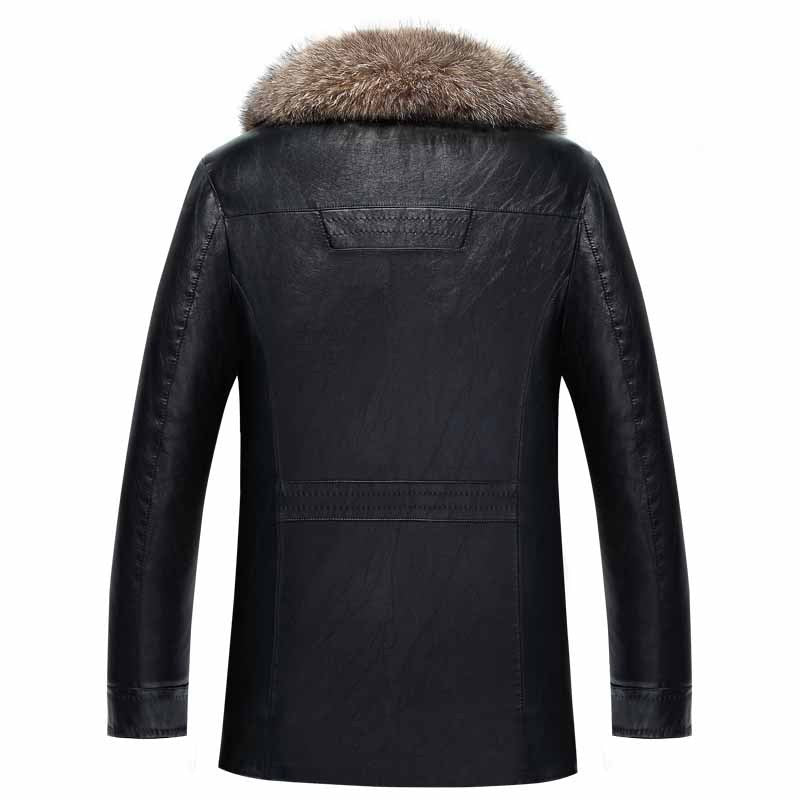 Men's Fashion Casual Leather Coat Fur Collar Jacket
