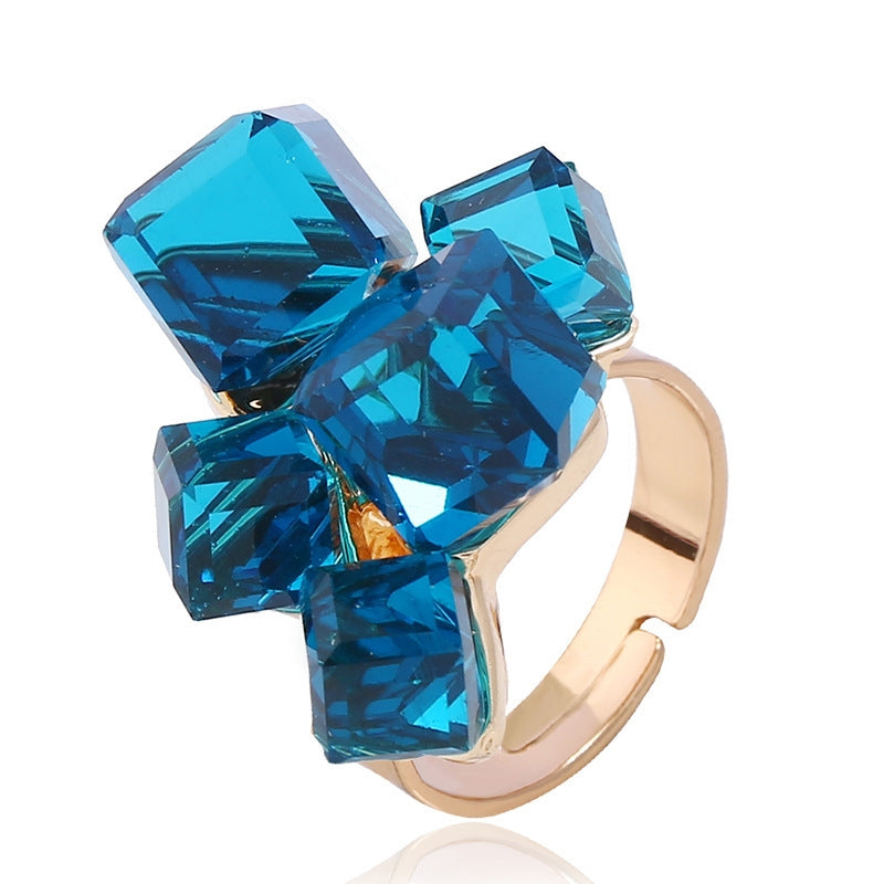 1PC Women's Fashion Statement Ring - Creative Elegant Magic 3D Cube Crystal-Embedded Index Finger Ring, Multi-Color Options, Perfect For Daily Wear & Gifting