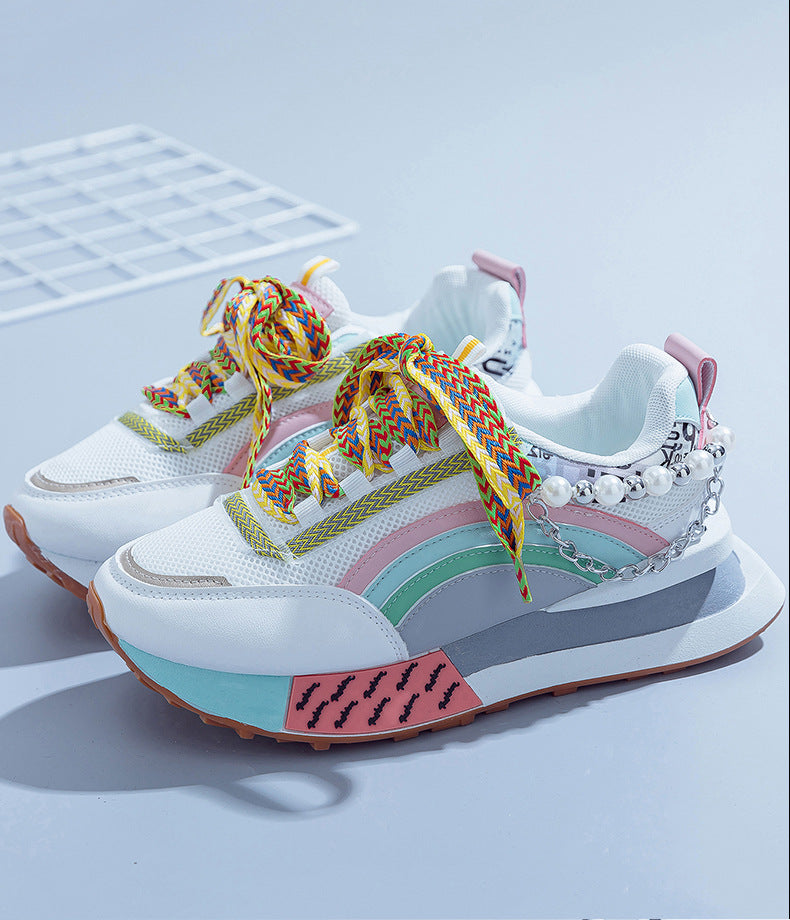 Shiny Chunky Soled Sneakerscasual FashionableAnd On Trend