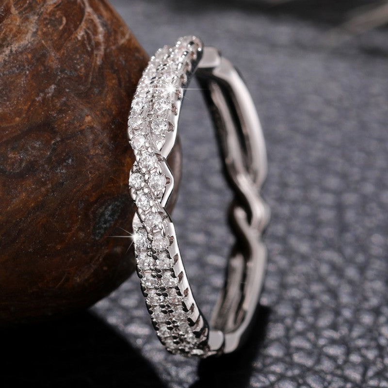 Custom-designed Intricately Woven Micro-pave Ring With A Sophisticated