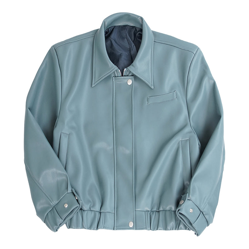 Handsome Short Trendy Casual PU Leather Winter Retro Jacket