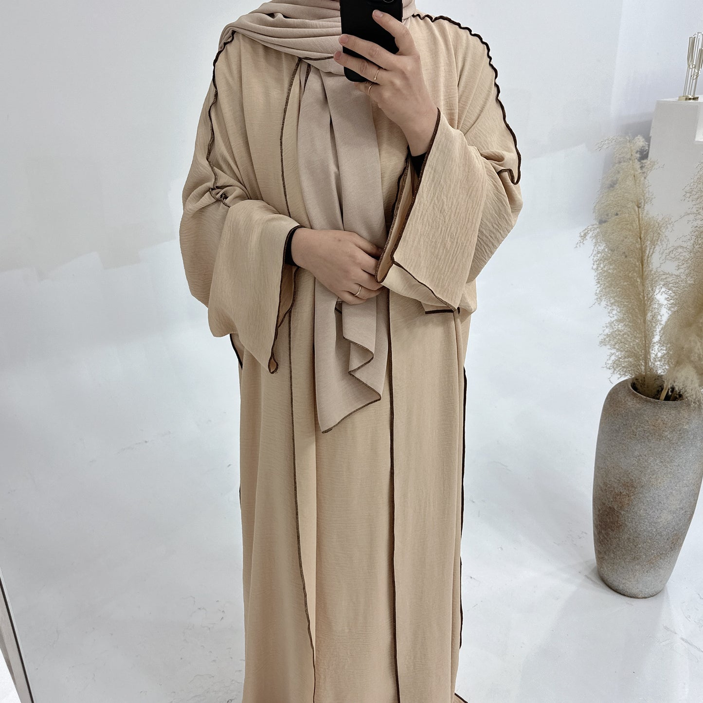Dubai Solid Color Hook Cardigan Gown
