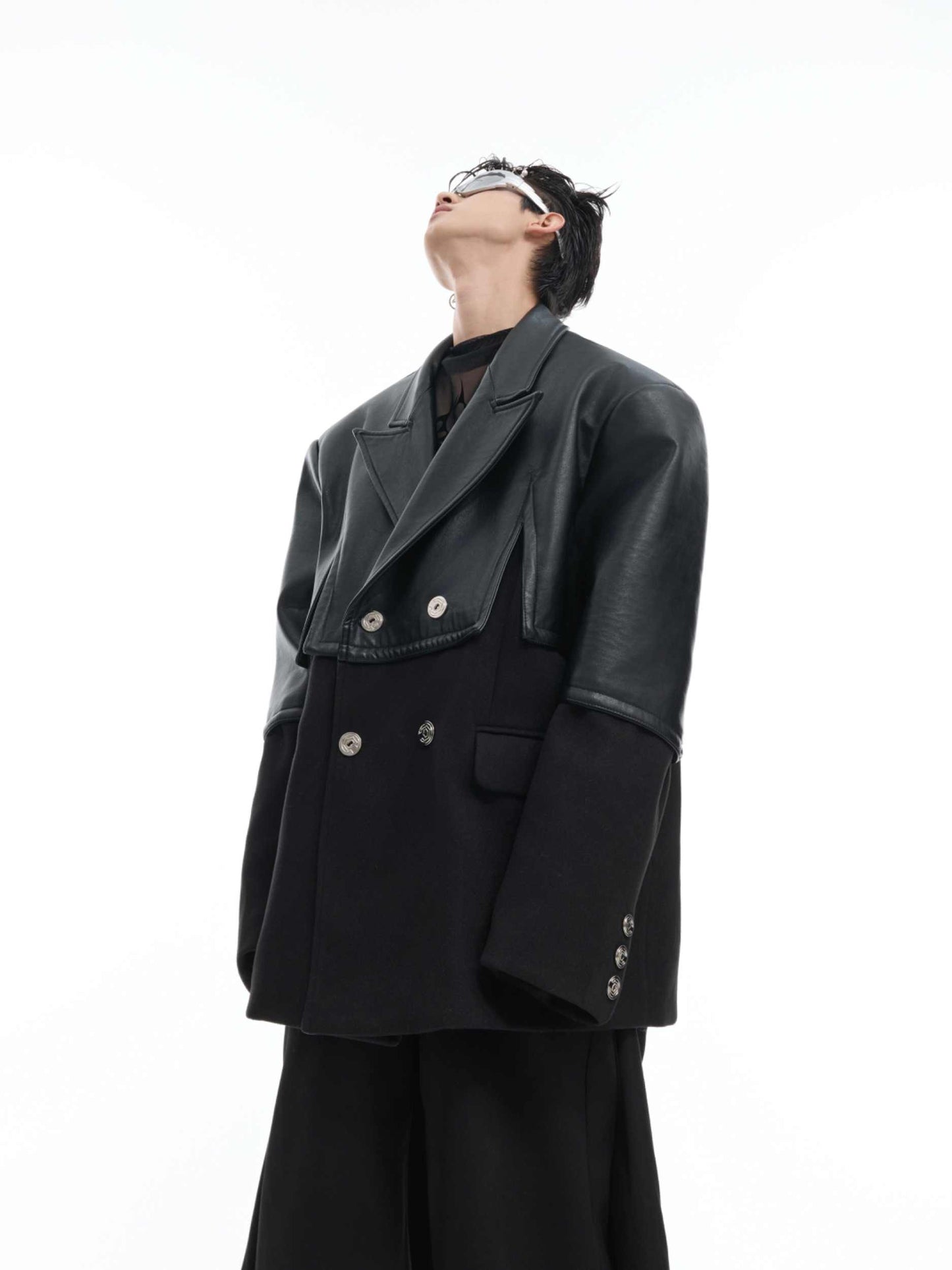 Stitching Design Leather Suit Jacket