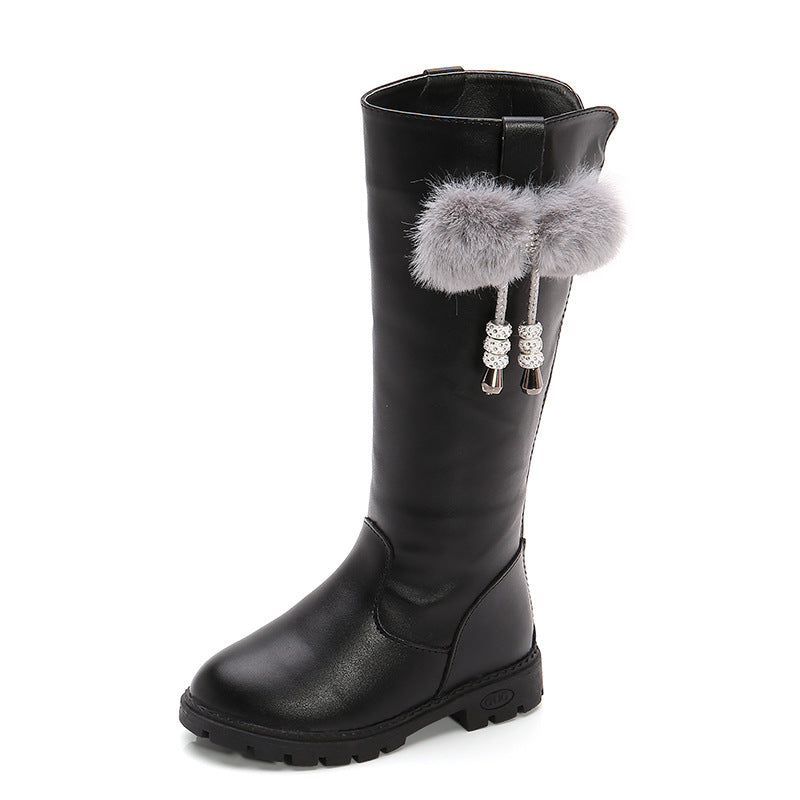 New Children's Velvet-lined High-top Boots