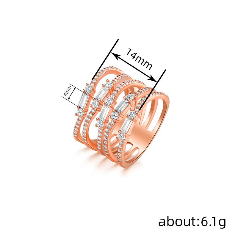 Micro-pave Diamond-studded, Color-block Zircon Cross Ring