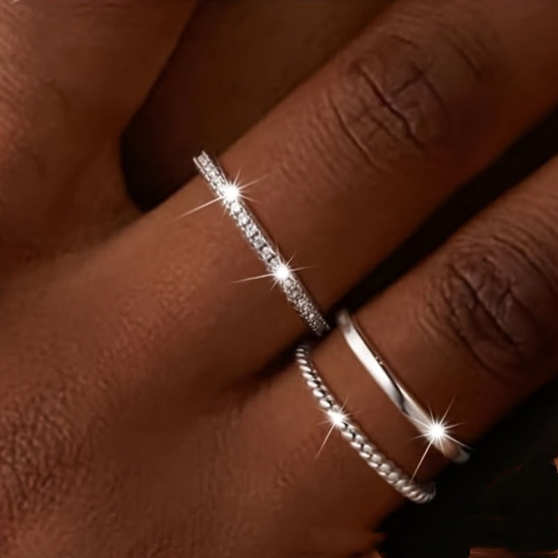 Womens Fashion Copper Ring With Zircon Inlay