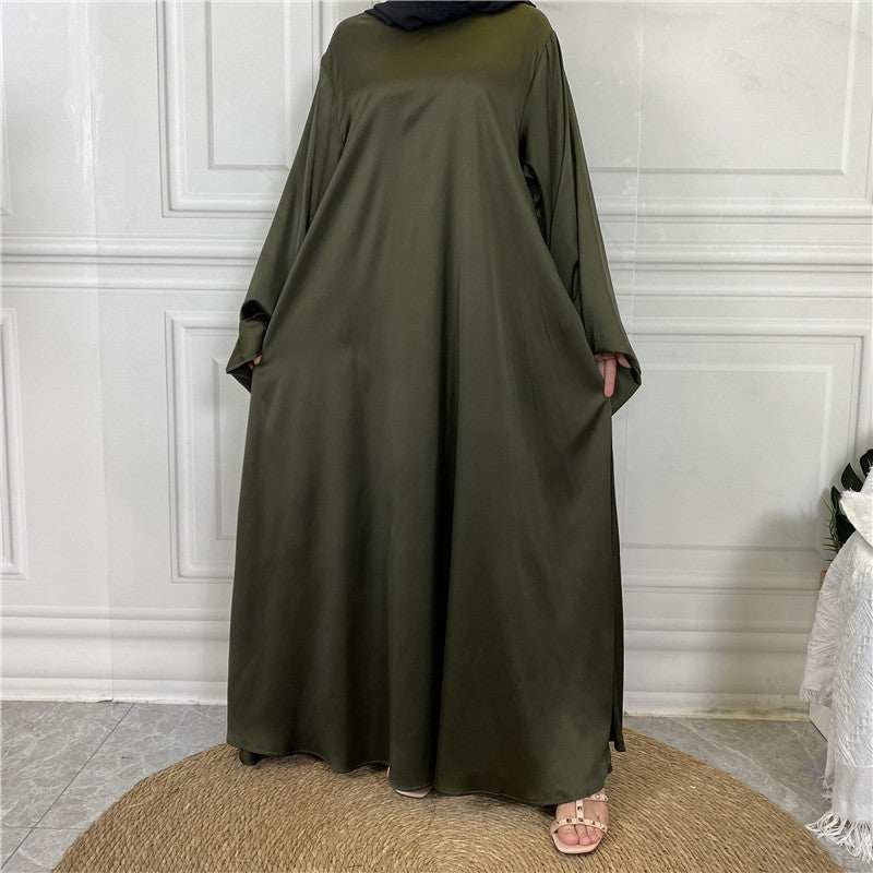 Middle East Dubai Hot Sale Lace Up Satin Muslim Dress
