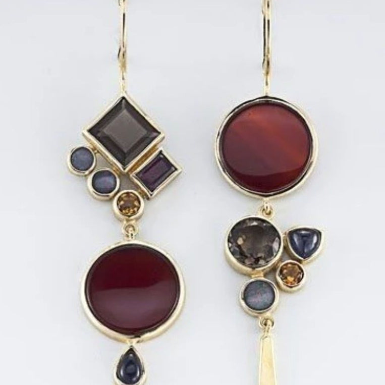 Minimalist Geometric Earrings Asymmetrical Ink Painting Stud Earrings