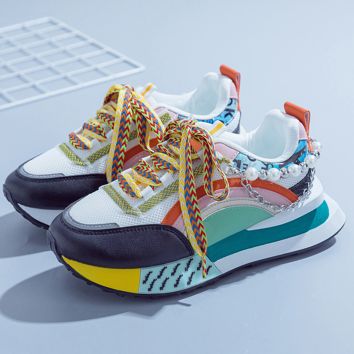 Shiny Chunky Soled Sneakerscasual FashionableAnd On Trend