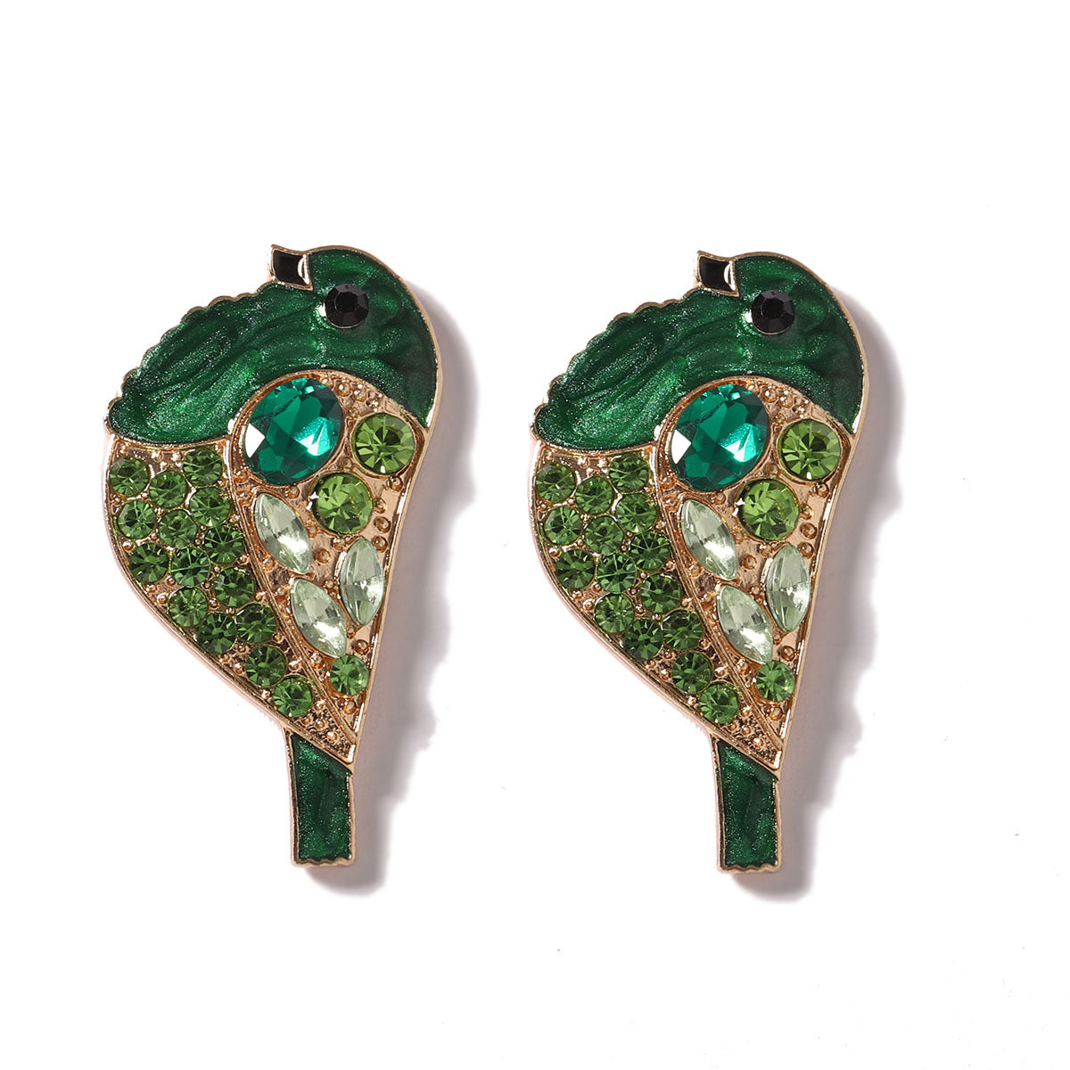 Creative And Cute Rhinestone-Embellished Bird Earrings With Imitation Pearls For Women