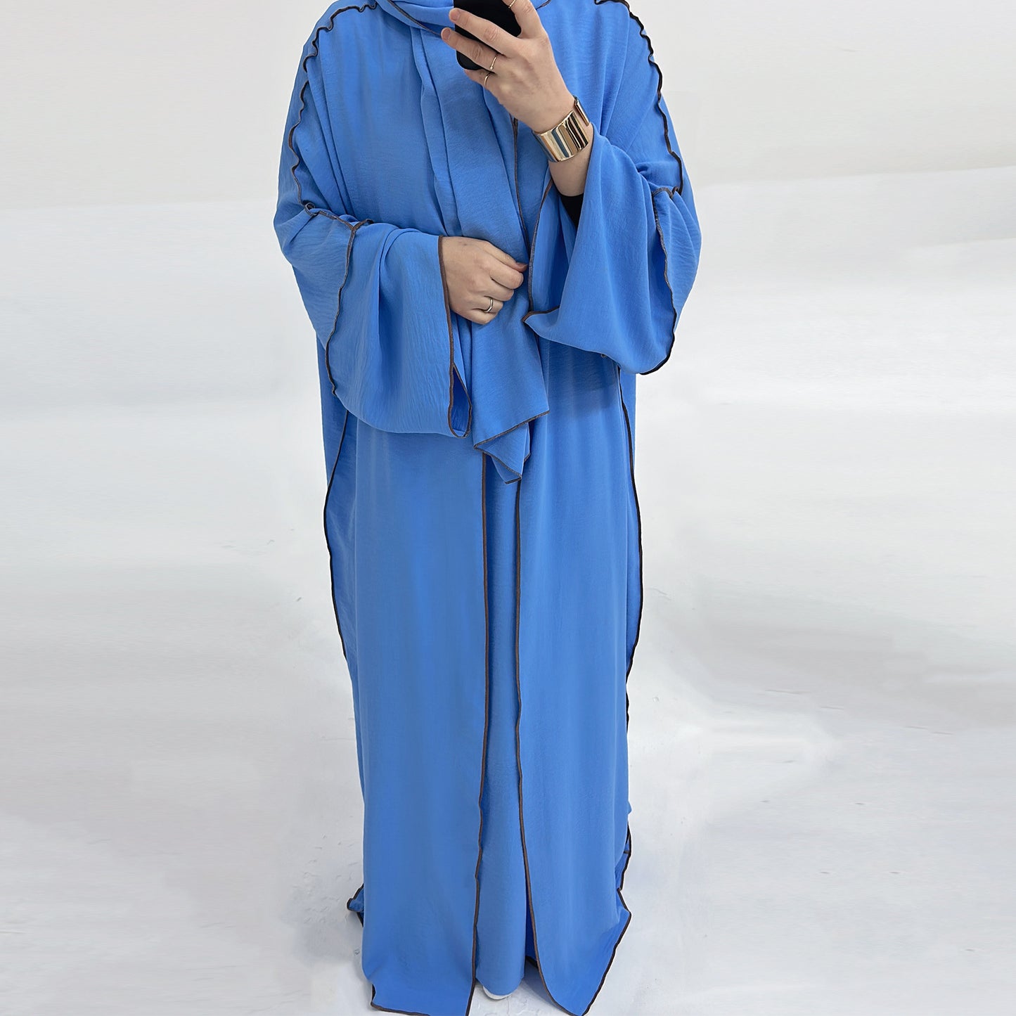 Dubai Solid Color Hook Cardigan Gown