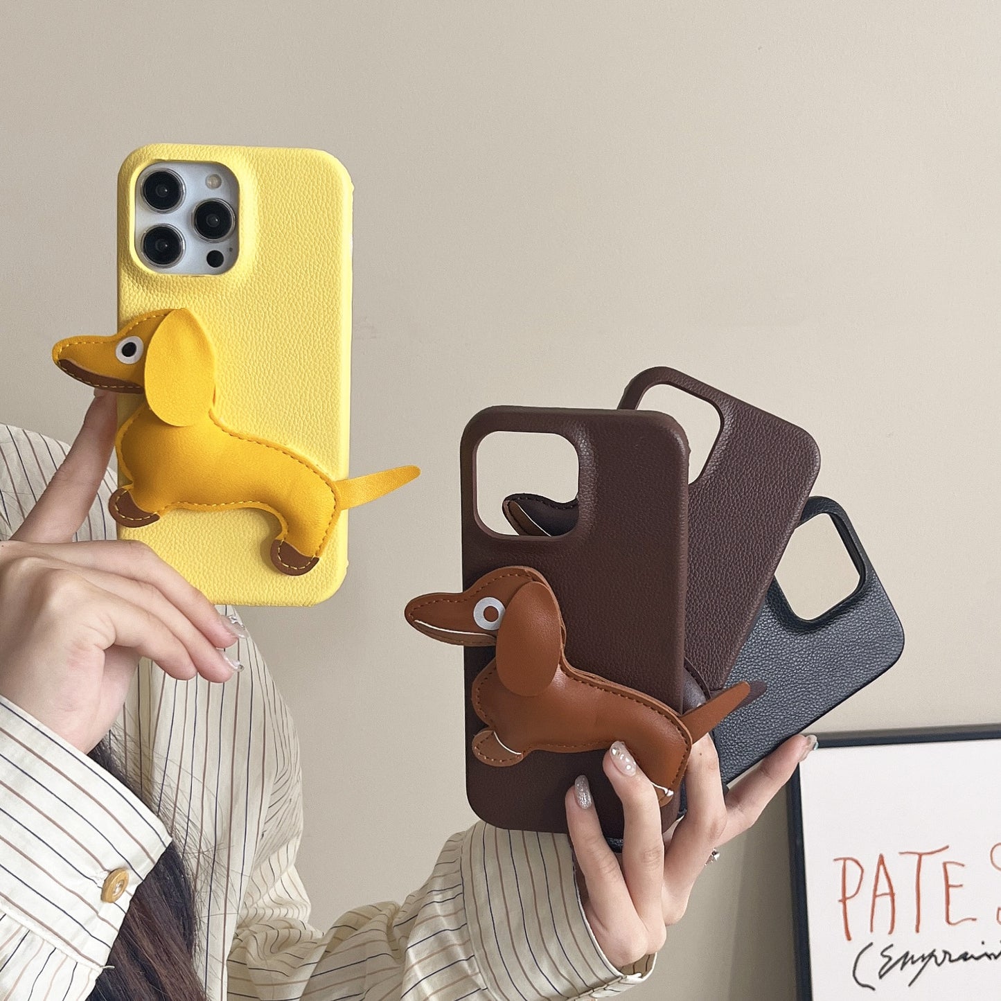 Creative Three-dimensional Leather Sausage Dog Phone Case