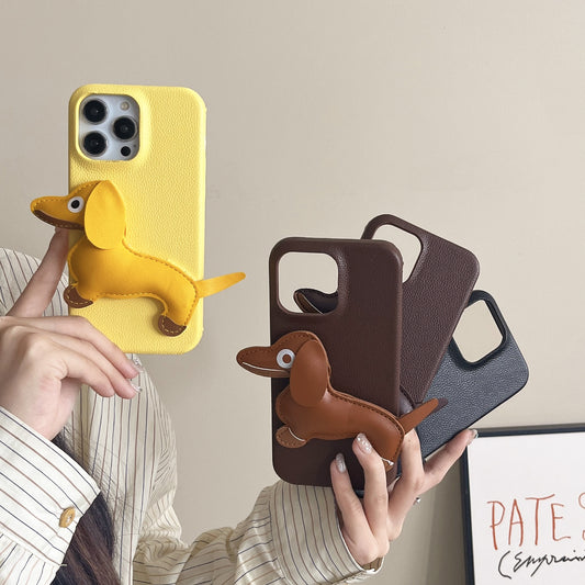 Creative Three-dimensional Leather Sausage Dog Phone Case