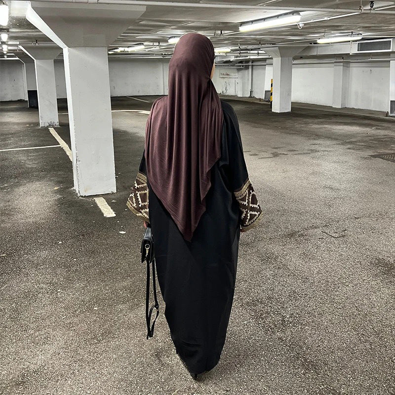 Foreign Trade Middle East Dubai Women's Embroidered Bat Sleeve Loose Cardigan Gown