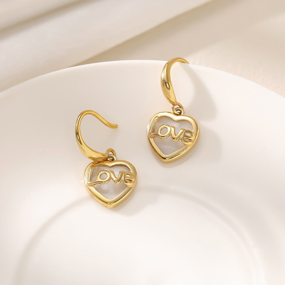 Love Simple Stainless Steel Pendant Earrings