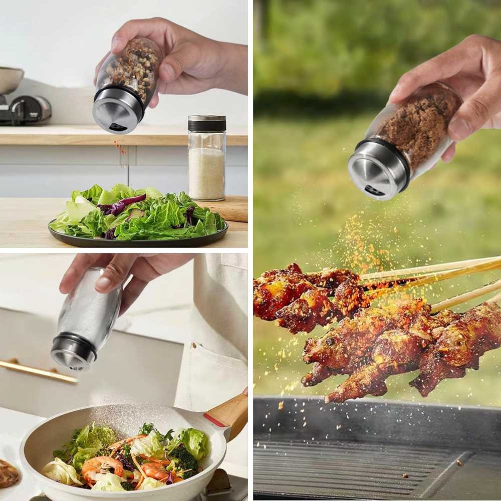 Rotating Spice Rack Organizer – 6 Pcs Glass Jars Set for Modern Kitchen