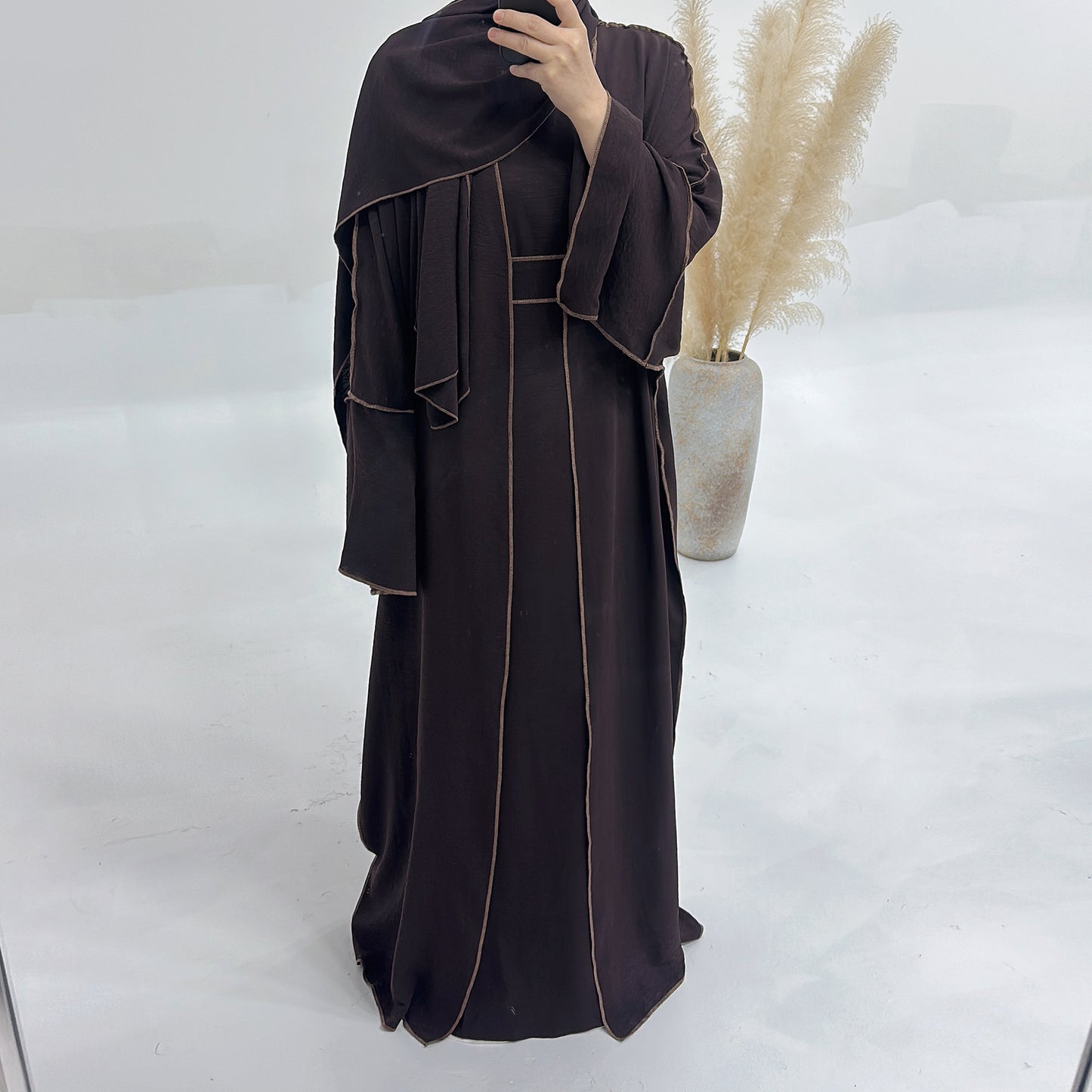 Dubai Solid Color Hook Cardigan Gown