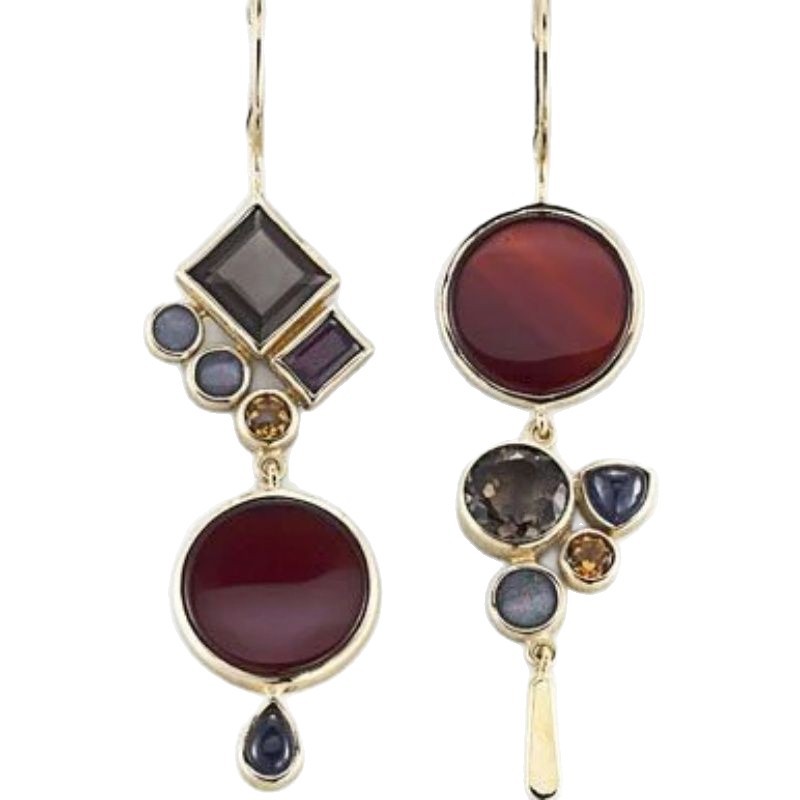 Minimalist Geometric Earrings Asymmetrical Ink Painting Stud Earrings