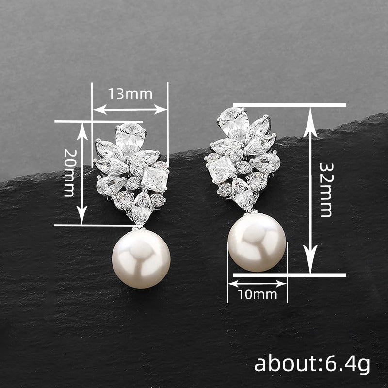 Caos Light Luxury Womens Pearl Floral Waterdrop Earrings