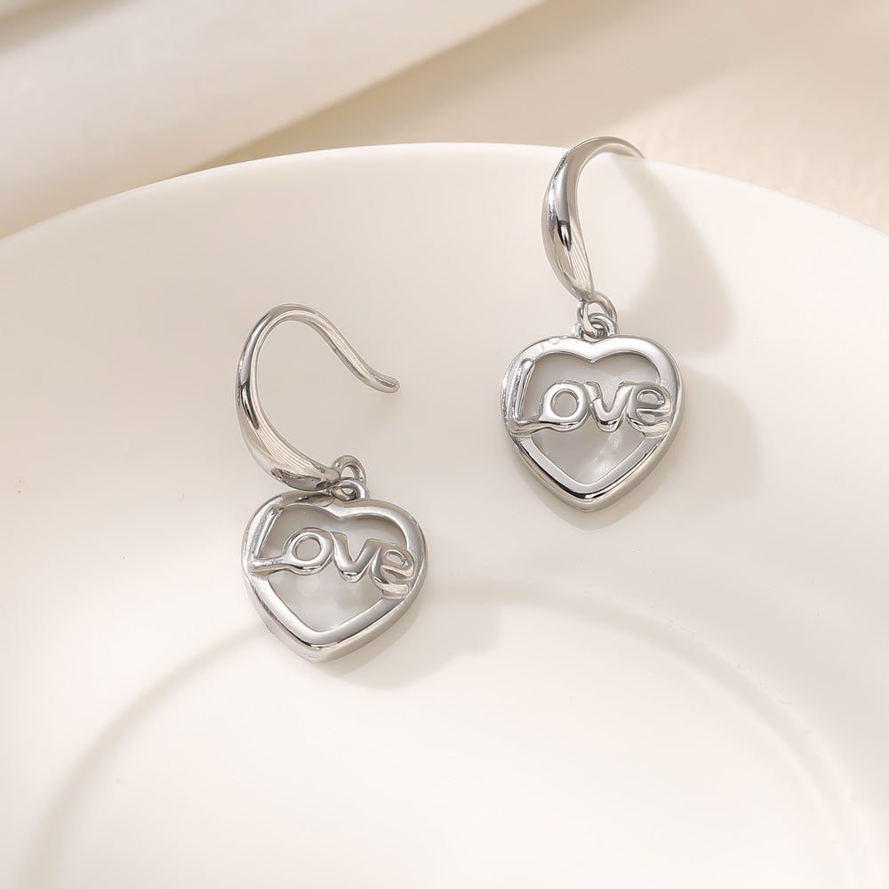 Love Simple Stainless Steel Pendant Earrings
