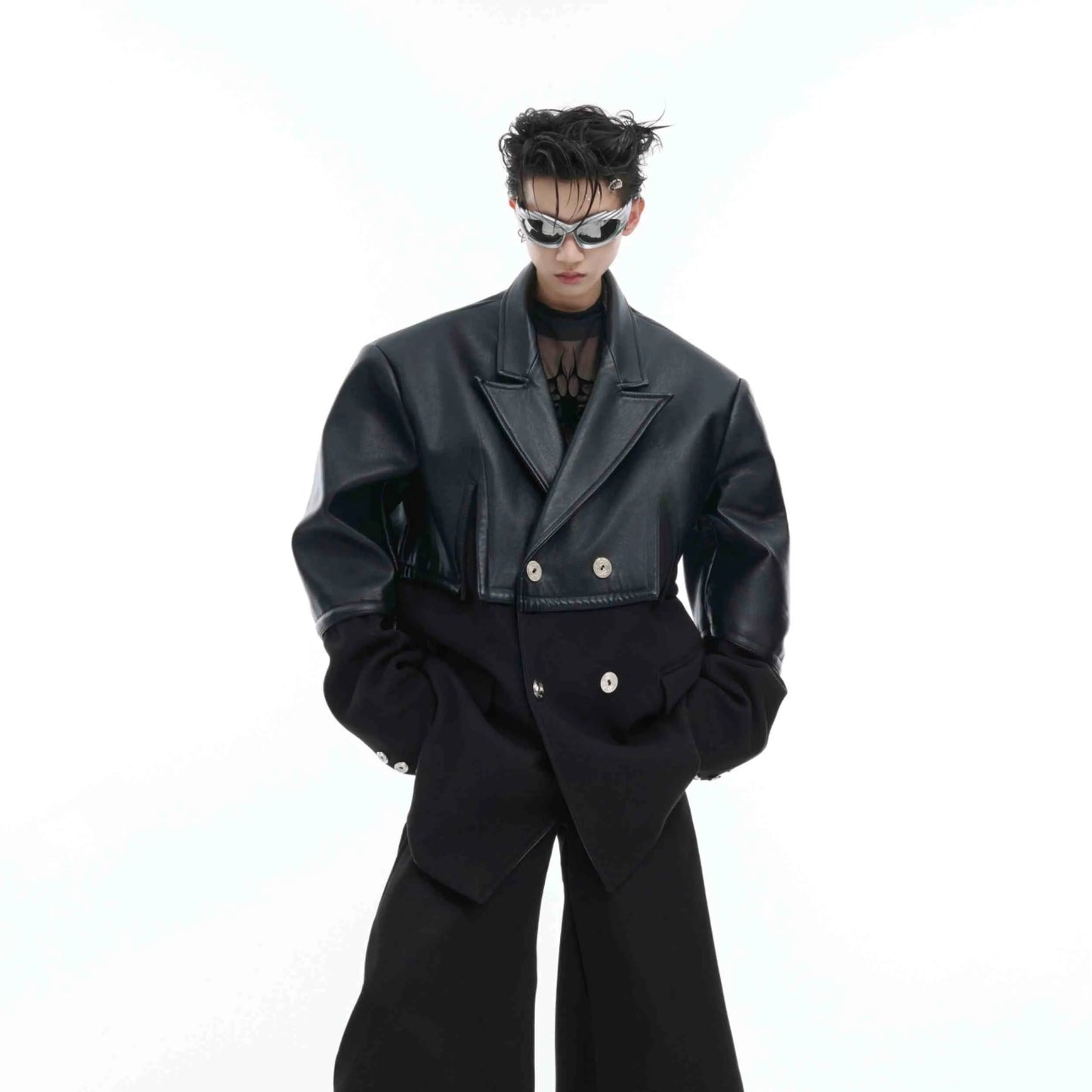 Stitching Design Leather Suit Jacket