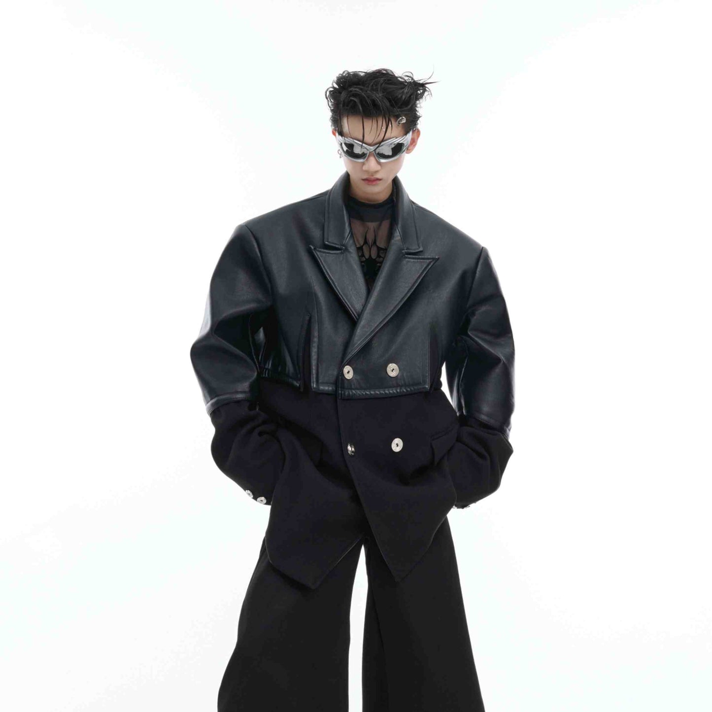 Stitching Design Leather Suit Jacket