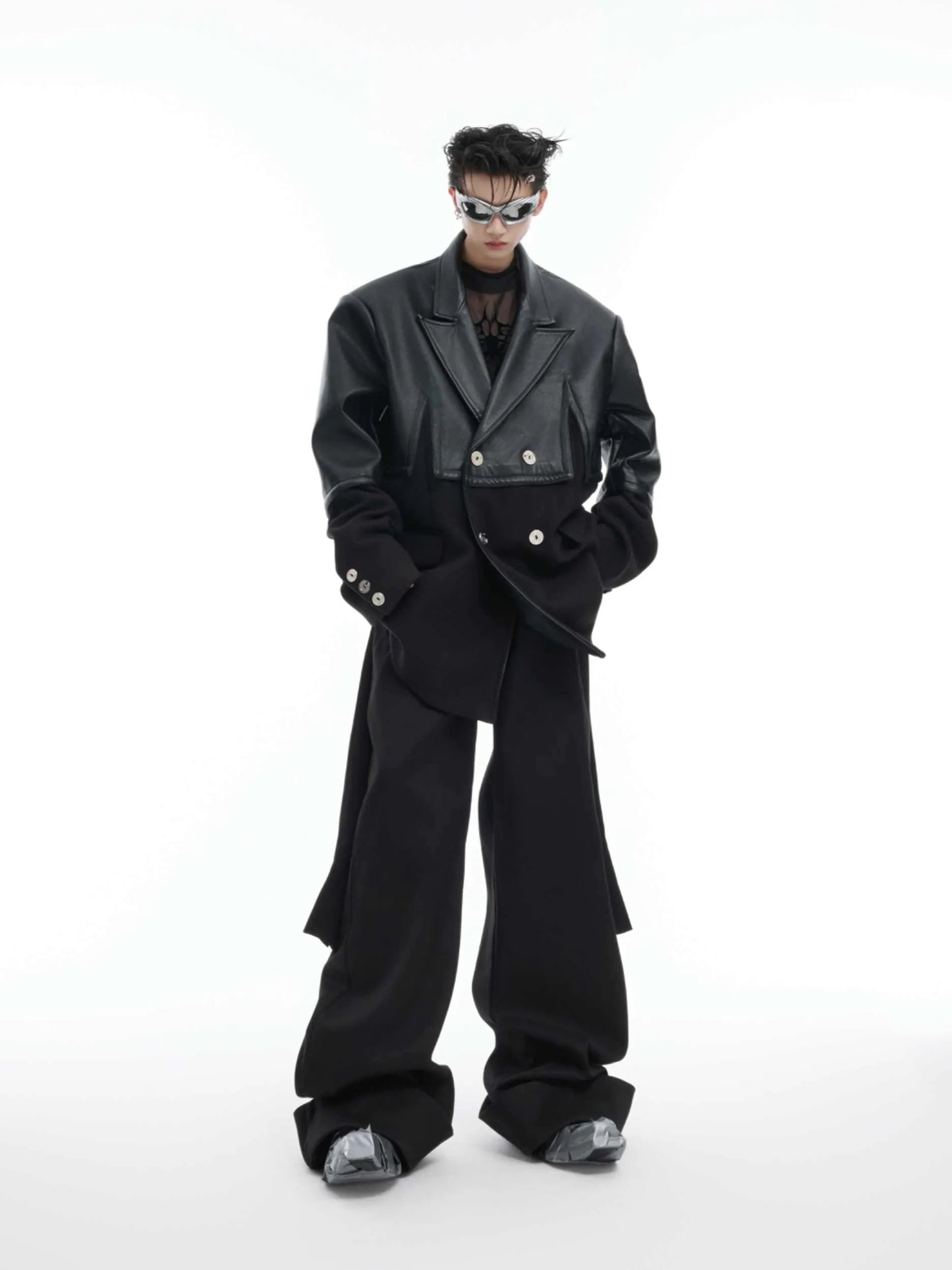 Stitching Design Leather Suit Jacket