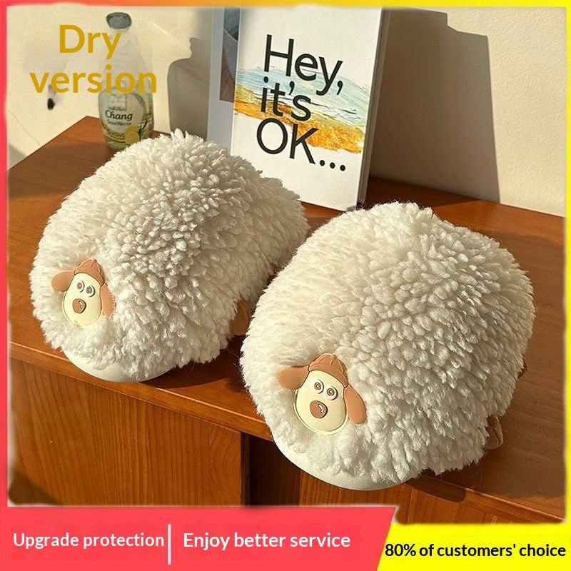 New Women's Winter Cartoon Sheepskin Cotton Slippers For Indoor Wear