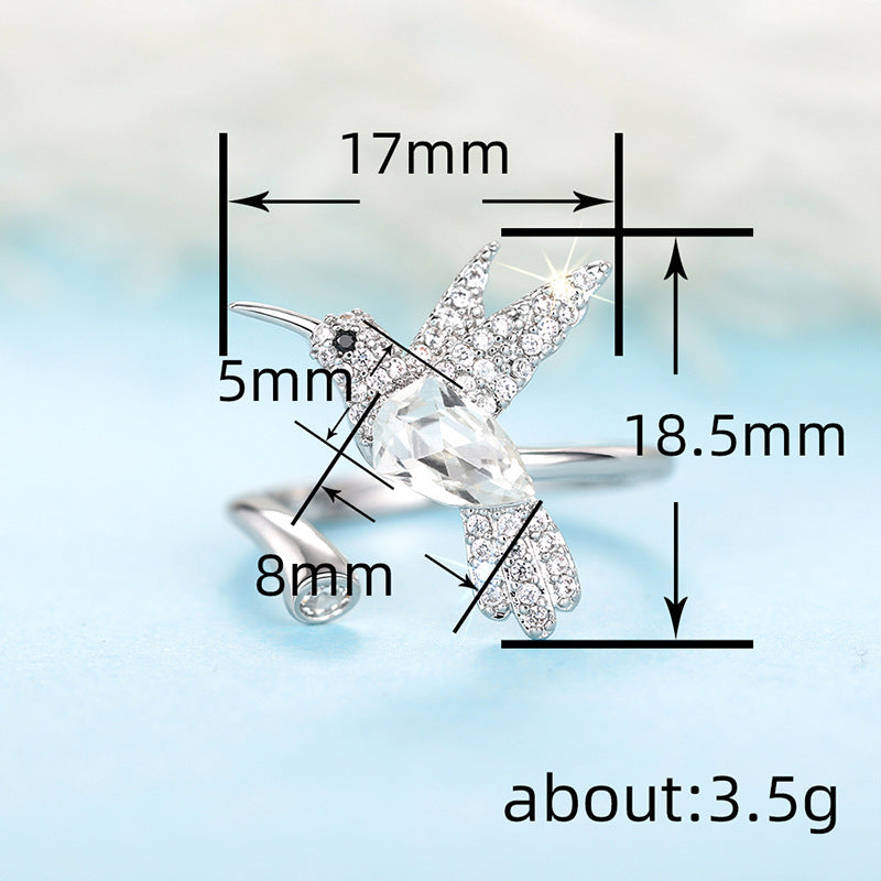 Stylish Adjustable Hummingbird Womens Ring