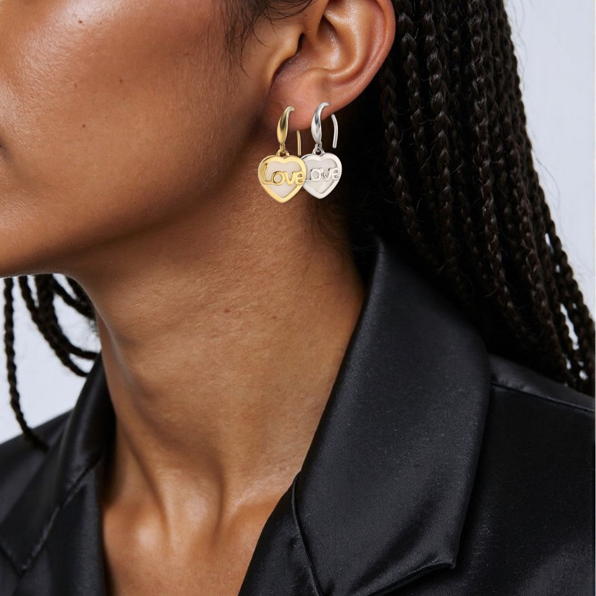 Love Simple Stainless Steel Pendant Earrings