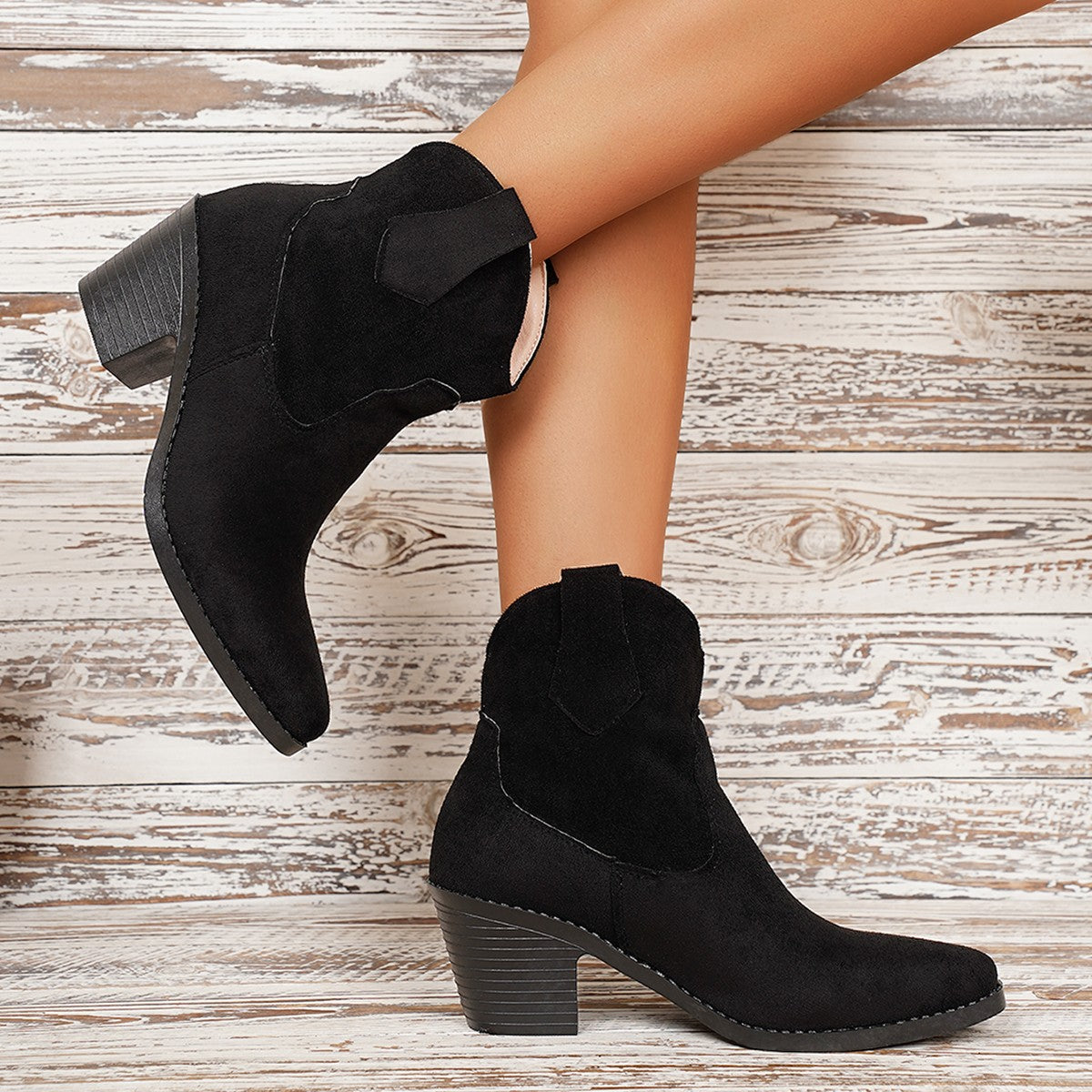 Women's Autumnwinter Ankle Boots With Chunky Heels And Pointed Toes
