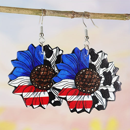 Womens Sunflower And Five-Pointed Star Earrings