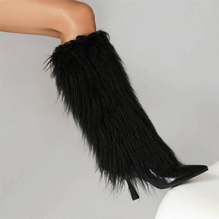 Women's Boots With Tassels, Stiletto Heels And Pointed Toes Fashionable, Minimalist Long Boots