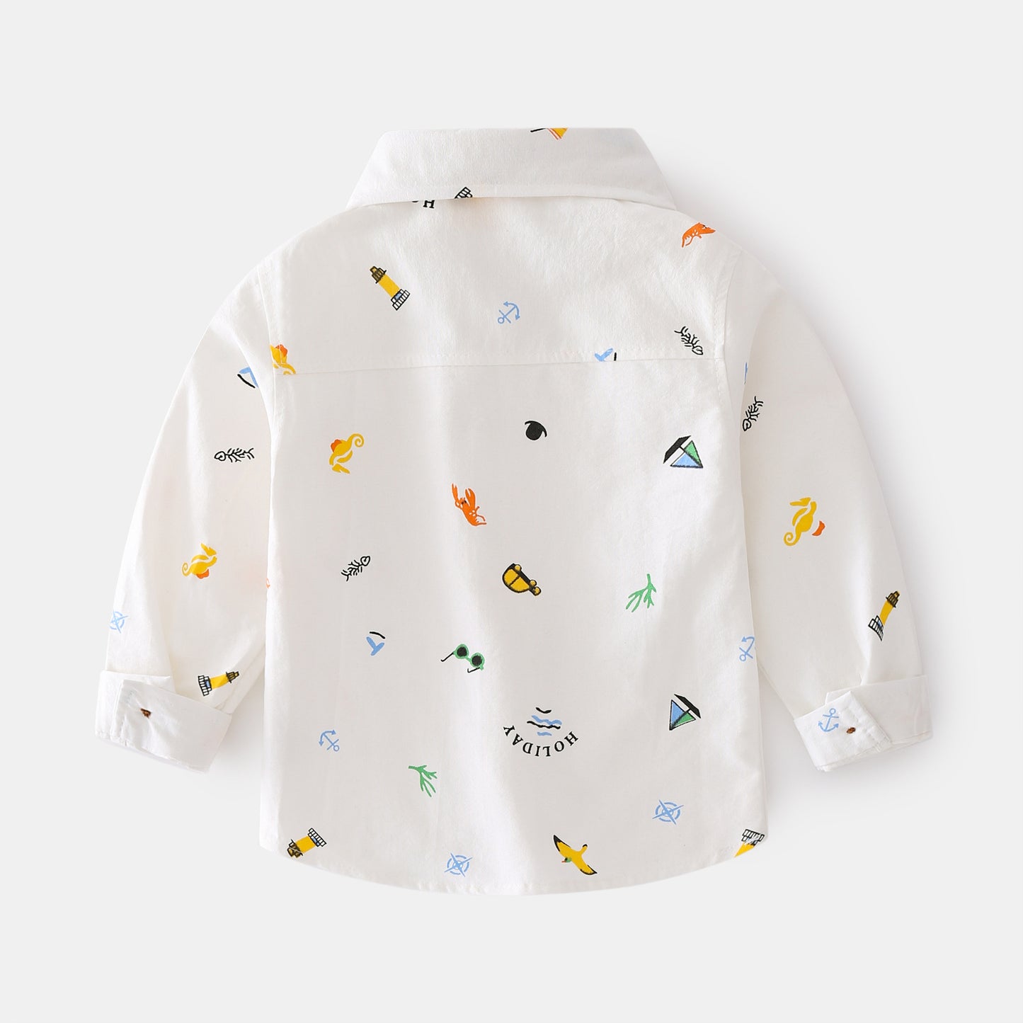 Boys Long Sleeve Lapel Shirt Cartoon Print Casual Shirt Kids Cool Long Sleeve Shirt