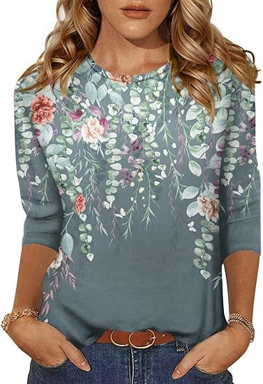 Women's Three-quarter Sleeve T-shirt Top