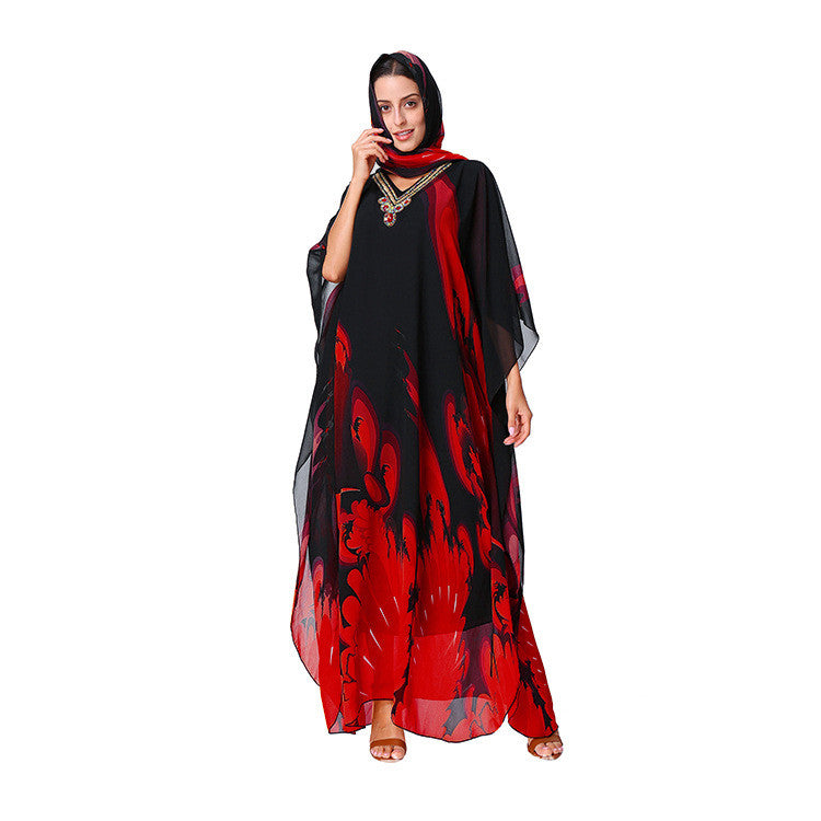 Dubai Plus Size Casual Dress With Printed Bandana