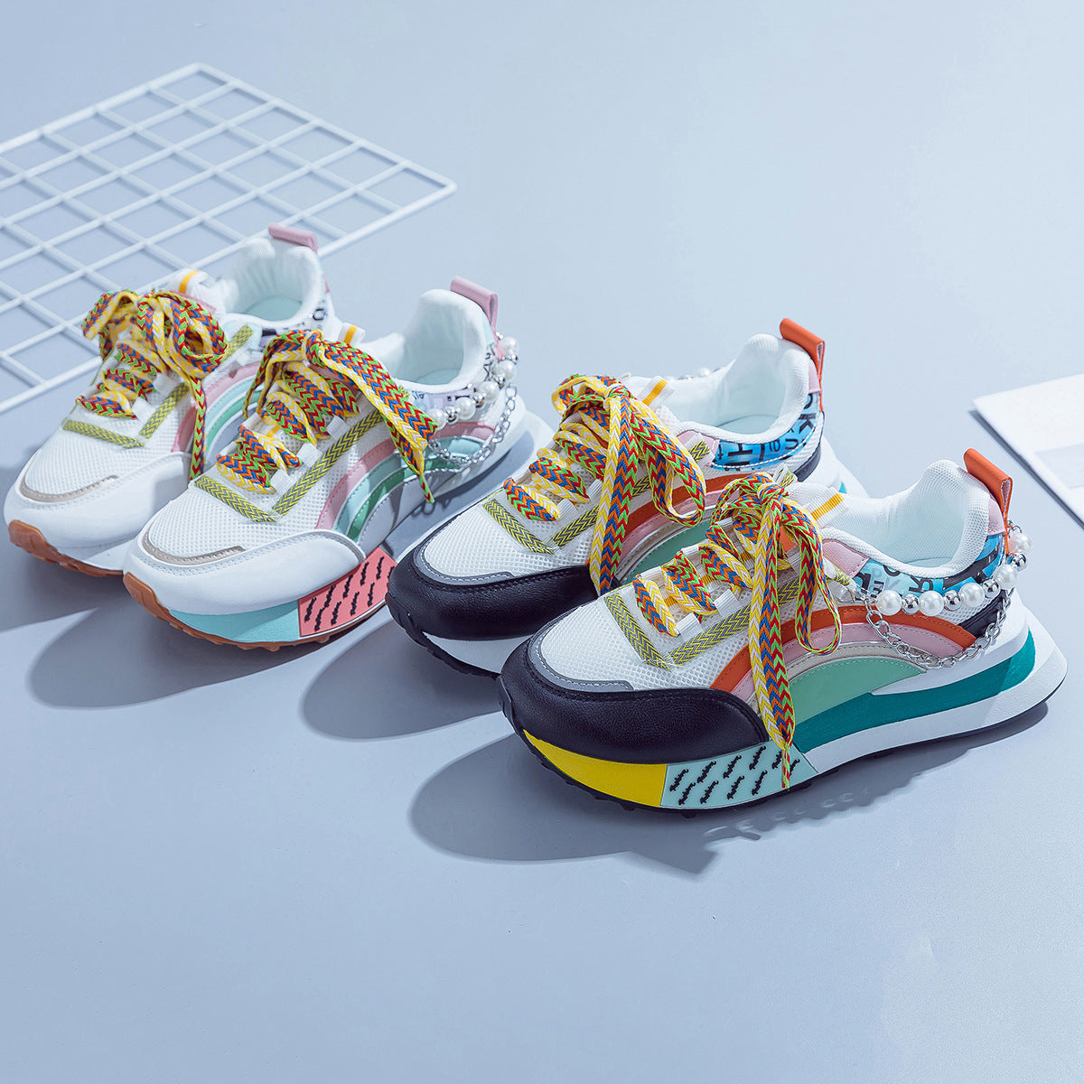 Shiny Chunky Soled Sneakerscasual FashionableAnd On Trend