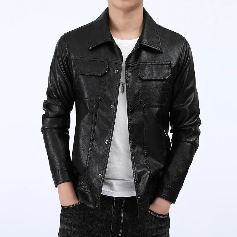 Men's Spring And Autumn Workwear Leather Jacket