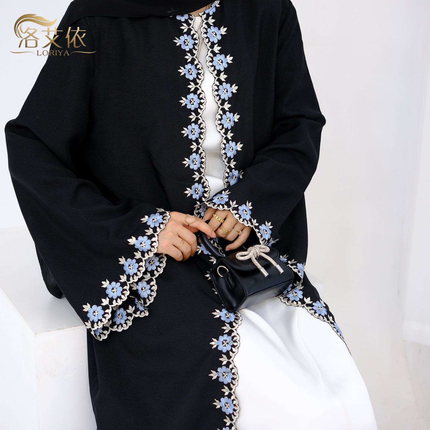 Dubai Flower Embroidered Cardigan Robe LR909