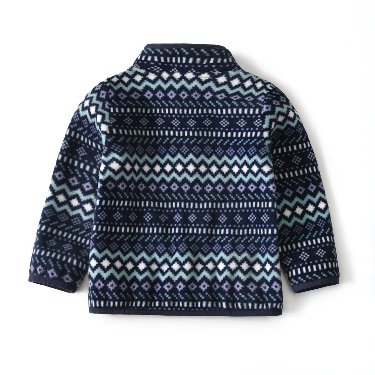 Baby Polar Fleece Jacket Navy Blue Striped Thin Long Sleeve Stand Collar Top