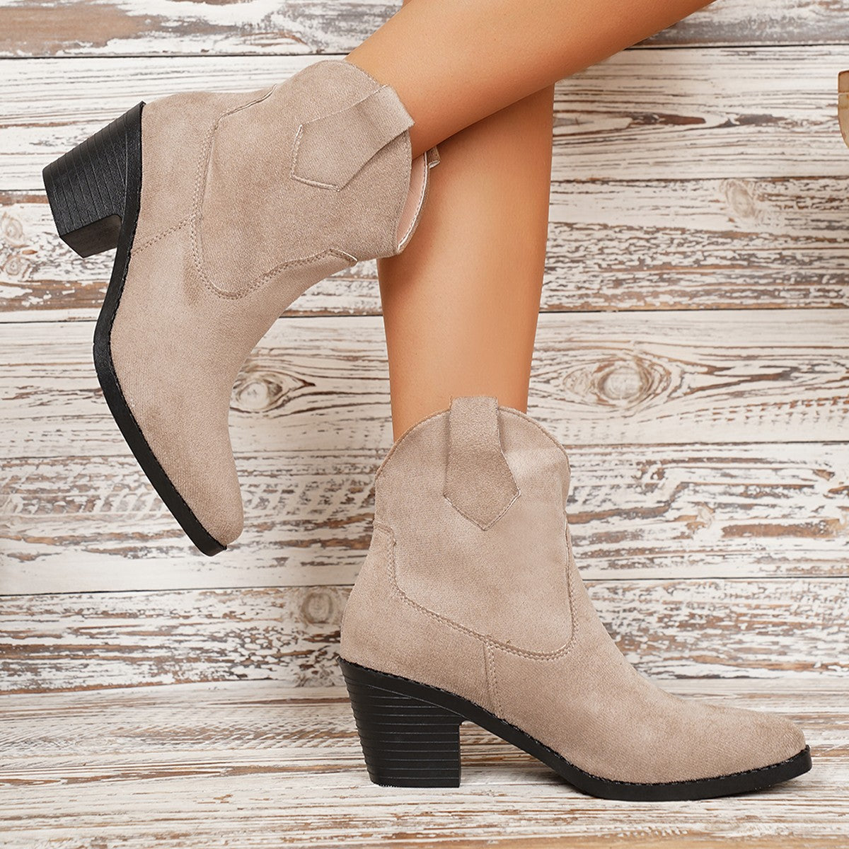Women's Autumnwinter Ankle Boots With Chunky Heels And Pointed Toes