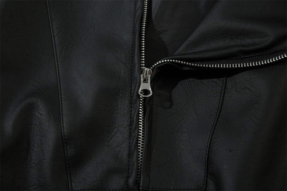 European And American-style Locomotive Racing Suit Leather Coat