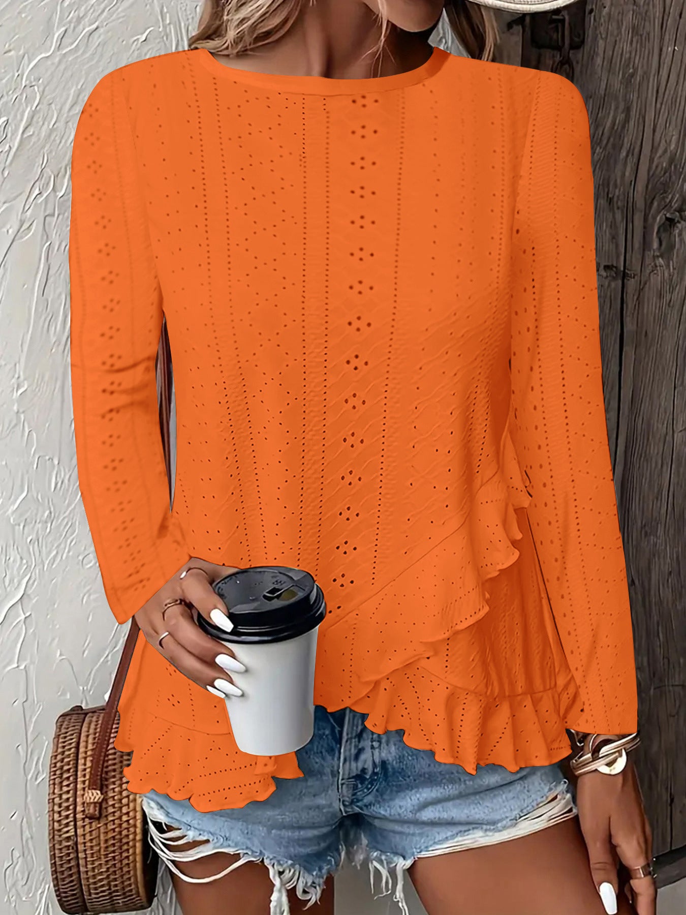 Casual Solid Color Long Sleeve Round Neck