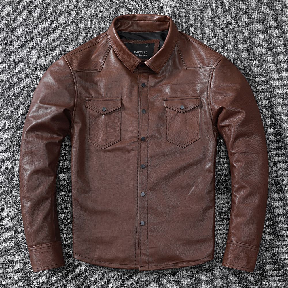 Sheepskin Genuine Leather Clothes Men's Shirt