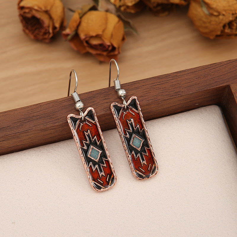 Bohemian Western Wind Crafted Oil-Drip Earrings