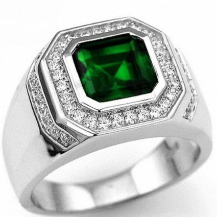 Mens Two-Tone Electroplated Inlaid Oval Ring