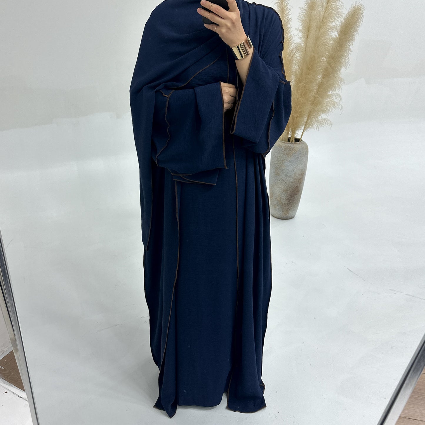 Dubai Solid Color Hook Cardigan Gown