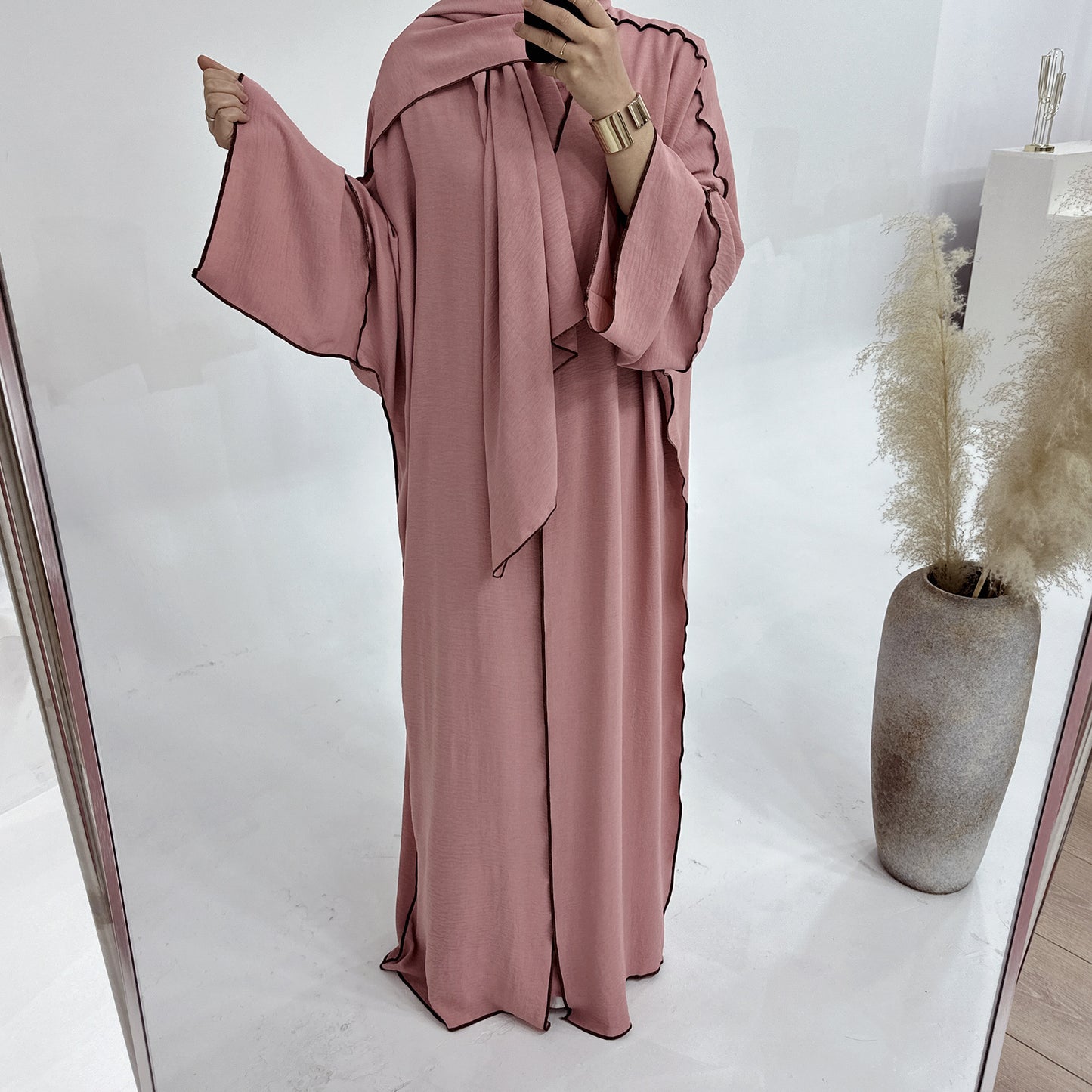 Dubai Solid Color Hook Cardigan Gown