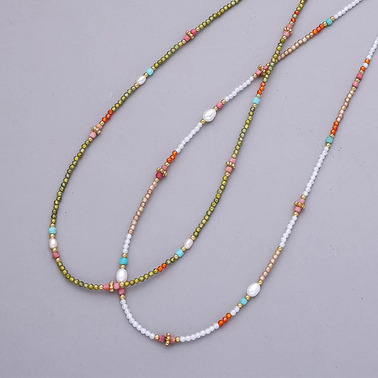 Zircon Colorful Dopamine Necklace Clavicle Chain For Women