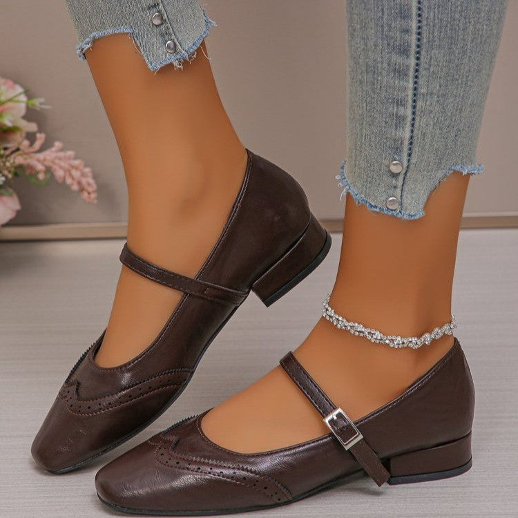 New Style Women's Casual Peep-toe Pumps With A Single Strap Buckle